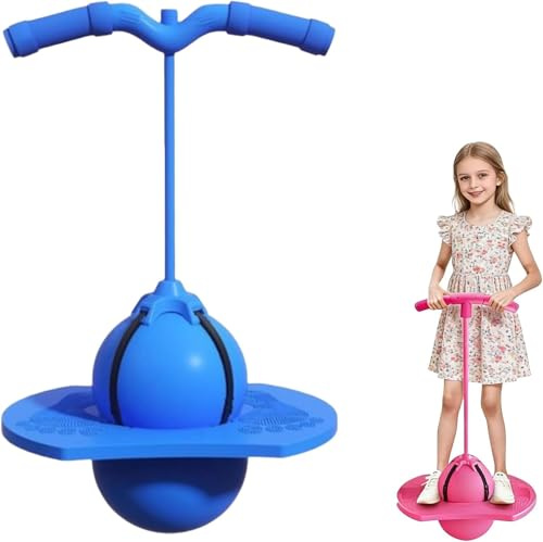 Ziswin 2026 Neu Pogo Sprungball für Kinder und Erwachsene, Balance Hüpfball mit Griff und Luftpumpe, Sprungball Kinder Outdoor Hüpfspielzeug,Pogo Ball zum Trainieren des Gleichgewichts (Blau)