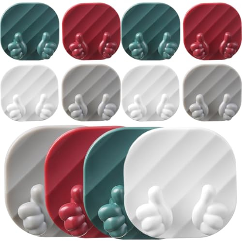 ABOOFAN Crochets Muraux Adhésifs pour Fixation Murale sans Percer 12pcs en ABS Forme Pouce Design Pratique et Ajustement Serré Cuisine et Rangement Câbles