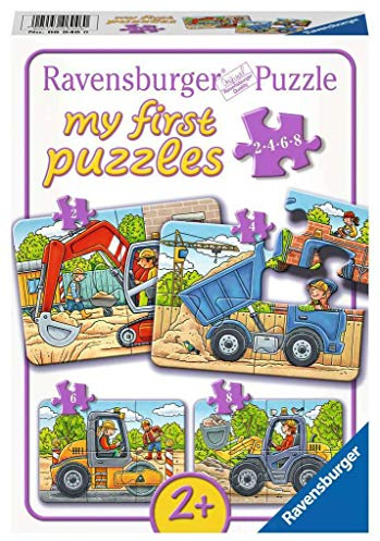 Ravensburger Kinderpuzzle - 06946 Meine liebsten Baustellenfahrzeuge - my first puzzle mit 2,4,6,8 Teilen - Puzzle für Kinder ab 2 Jahren