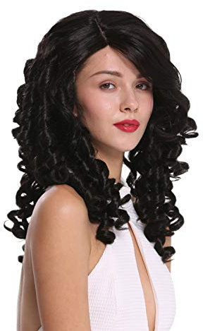 WIG ME UP - BS217-MF-2 Quality women's wig lace front partial monofilament long baroque lady curls corkscrew curls black