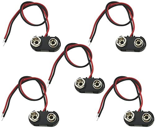 Conector de batería de 9 V con clips, conector de hebilla de plástico T-type 5pcs