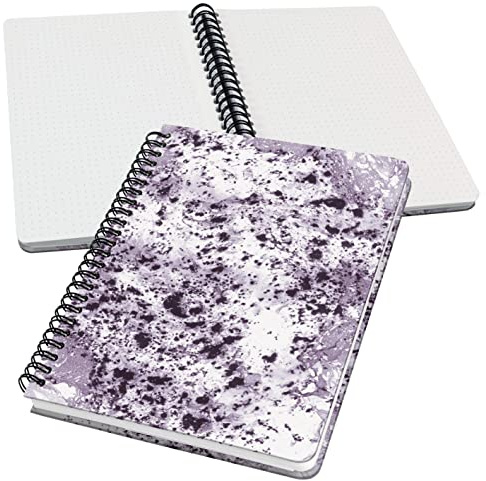 Sigel JN606 Cuaderno de notas espirales básica, 16.2 x 21.5 cm, punteado, tapa dura, motivo jaspeado, morado/blanco, Jolie