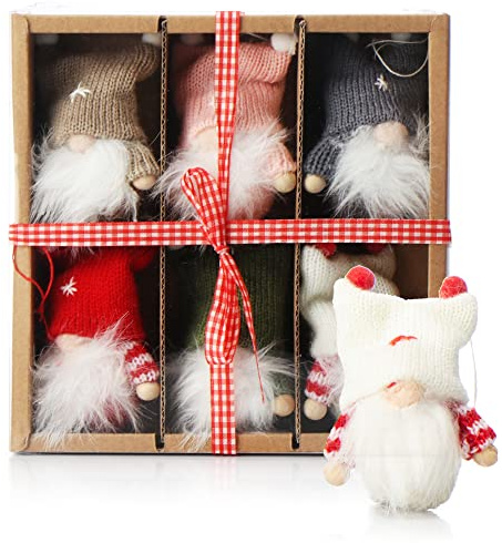 COM-FOUR® 6X Colgantes Premium de Papá Noel para el árbol de Navidad, encantadores Colgantes de Figuras de árboles de Navidad como Adornos para árboles