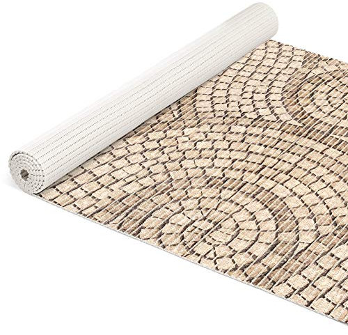 ANRO Weichschaummatte Badematte Bad Dusche WC Vorleger Teppich Antirutsch Badläufer Mosaiksteine Beige 1500x80cm (15m)