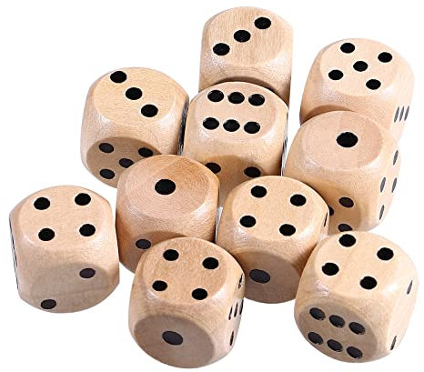 STOBOK 10pcs Würfelspiel Würfel Holz 6 Seitige Würfel 16mm Standard Holzwürfel Kinder Erwachsener Tischspiel Kartenspiel Party Zuhause Partyspiel Zubehör