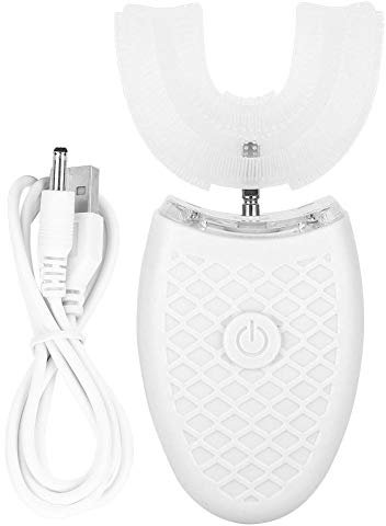 Adult U-Shaped Electric Sonic Toothbrush, Ultrasonic Silicone Brush Head (White)
