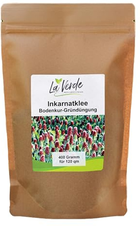 La Verde MEIN GARTEN UND ICH. Inkarnatklee Samen 400g für 120m², Bodenkur, Winterbegrünung, Stickstoffsammler, Saatgut ohne Gentechnik