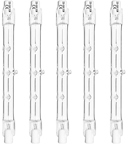 Haraqi 5 Pack 150W R7s Linear Halogen Bulbs,Security Light Bulbs Halogen Light Bulbs 2000lm 2700K 220-240V 118mm Length, Dimmable,Apply for Ceiling Lights,Floor Lamps,Landscape Lighting