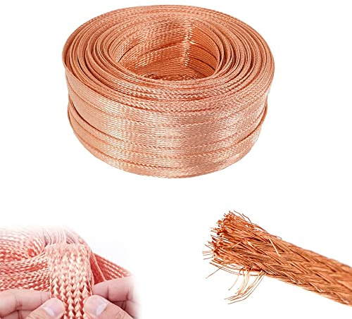 SKYPRO 100 cm reines Kupfergeflecht, gestricktes Netz, störungsfrei, Breite 2 mm, flexibles Kabel, Entlötdocht, Lötgeflecht, Kupferdocht, Reparaturwerkzeug