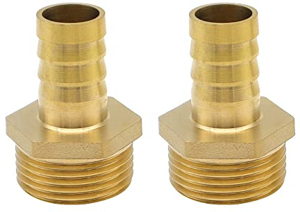YDHfdc 2 Pezzi Connettore Coda Tubo Flessibile in Ottone Barb Coda Raccordo Connettore 19 mm 1 Pollice per Linee Aria, Acqua, Carburante, Petrolio e Gas