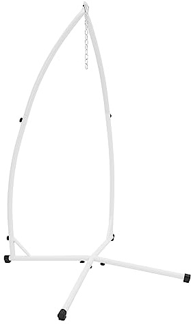 ECD Germany Soporte para Silla Colgante 208 cm Blanca Carga Máx.120 kg Acero Tubular Sostén de Hamaca Marco de Estructura para Columpio Asiento Suspendido Ideal para Exteriores Patio Jardín Playa