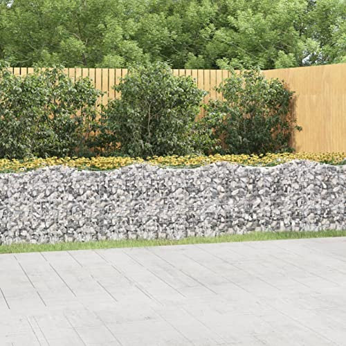 ZEYUAN Gabionen-Hochbeet mit Hochbogen, Gabionenkörbe, Gabionen Hochbeet, Steinkorb, Gabionengitter, Drahtkorb Für Pflanzen, Kräuterspirale Für Garten, 800x50x100 cm Verzinktes Eisen