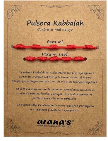arana's - Pulsera 7 chakras con nudos roja mujer niño - Hilo rojo del destino - Protección contra energía negativa y mal de ojo - Amuleto de la buena suerte (Mama-Bebe)