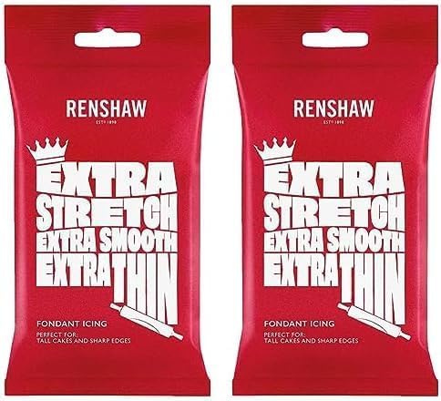 Renshaw Extra Stretch, Extra Smooth, Extra Thin Fondant Icing - White, 1 kg (Pack of 2)
