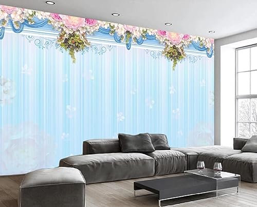 Fototapete Kinderzimmer Deko Tapete Rosablauer Streifen Tapeten Vliestapete Wanddeko Wohnzimmer Wandbilder 200x140cm-M211691