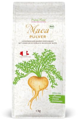 Maca Pulver Bio Gelb Schwarz Rot Lila Mix Roh Vegan Macawurzel 100 Prozent Rein Ohne Zusätze Superfood für Smoothies Organic Raw Maca Root Powder Mix Yellow Black Red Purple PureRaw 1 kg