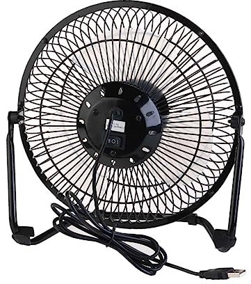 HEMOTON Ventilador de Metal USB Negro de 8 Pulgadas Rotación 360°