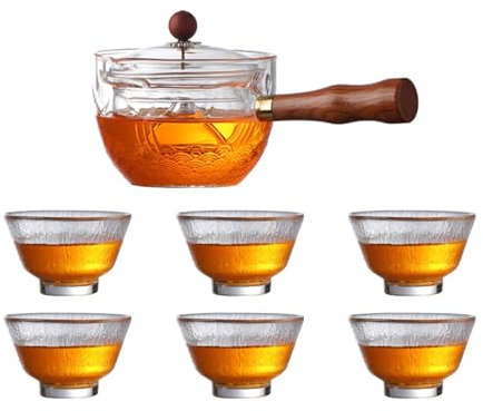 NEDLON Glass 360 Rotation Tea Maker Infuser,Transparent Rotating Teapot and Cup,Stove Safet Removable Filter Liner,for Home,Office