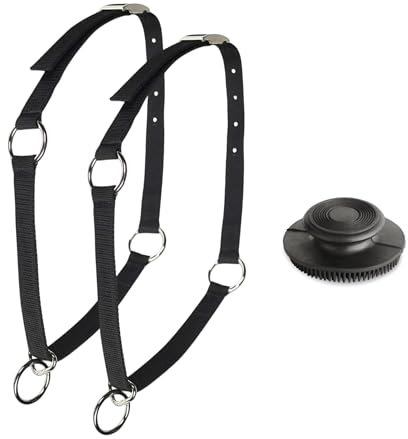 LBH MARKET 2 Mustang Pferdehalsbänder mit Gesichtsbürste, schwarzes Nylon