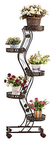 Supporti per piante Scaffale per piante Supporto per fiori con ruote Mensola decorativa per interni in ferro da pavimento Scala per fiori Espositore per vasi per piante