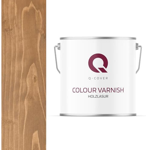 Q-Cover Holzlasur Beige 1011, 5L (ca.25m²-1 Anstrich) Satin Holzschutz Holzschutzlasur Lasur Wasserbasierte Innen Außen Lasur Abperleffekt Für Holz