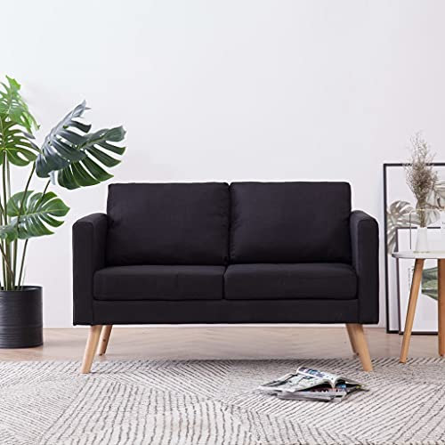 Willood 2-Sitzer-Sofa Stoff Polstersofa Lounge Couch Holz Design Sitzmöbel Loungesofa Stoffsofa Sitzmöbel Wohnzimmer Schwarz