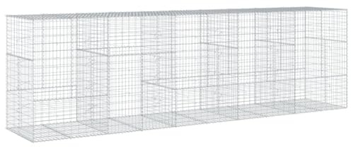 vidaXL Gabionkorg med skydd 500x100x150 cm galvaniserat järn, gabionkorg, stenmur, gabionmur, gabionkorgar, stenmurar, gabinmurar, gabionvägg