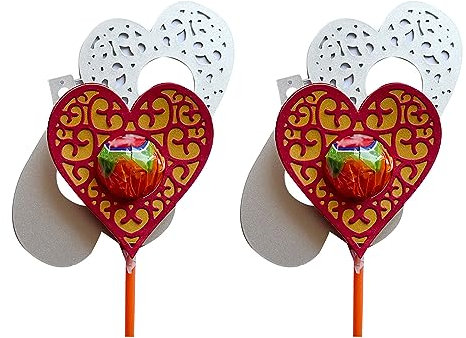 2 Stück Lutscher-Halter, Stanzschablone für Scrapbooking, Formen, Dekorationen, Spitze, Herz, Metallschablone