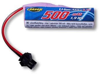 Carson 3,7V/500mAh LiIon Akku Race Rival JST - RC Auto, Ersatzakku, Akku für RC Modelle, Batterie für ferngesteuerte Autos