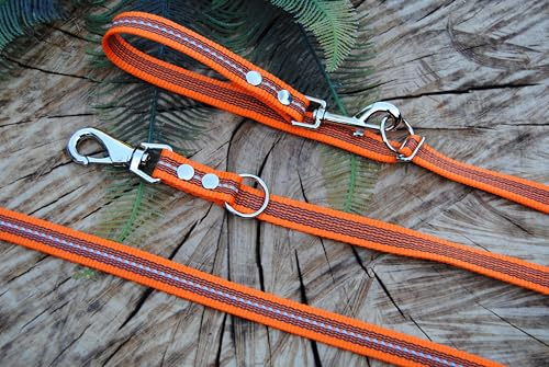 XXL V-Leine Grip + reflektierend 4-Fach verstellbar 20mm x 5m Orange Snapper-Deluxe