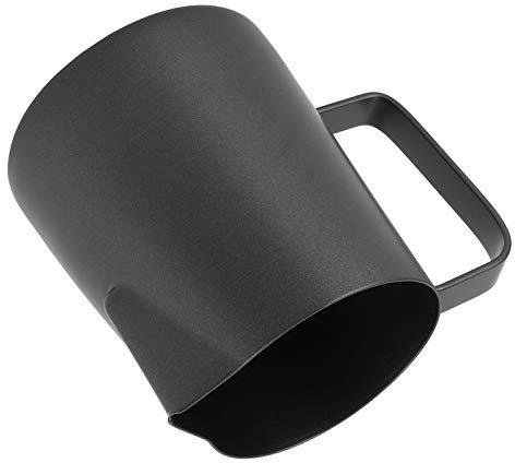 Akozon Jarra Japonesa de Acero Inoxidable 304 para Latte Art, Jarra de Espuma de Leche de Teflón Colorida de 350 Ml, Taza de café Moca con Medida - Negro, Azul Titanio, Oro Rosa