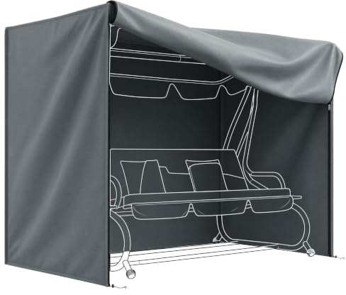 Outsunny 3 Seater Garden Swing Cover Waterproof 220 x 125 x 172cm Grey | Swing Chair Cover, Windproof, Anti-UV 420D, Outdoor Swing Bench Cover, Zip