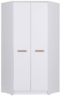 Marmex Grant G8 - Eckschrank 91x195x91 cm, Bücherregal - Eckgarderobe mit Kleiderstangen und Einlegeböden für das Jugendzimmer, Schlafzimmer - Eckkleiderschrank - weiß + Riviera Eiche (Modern)