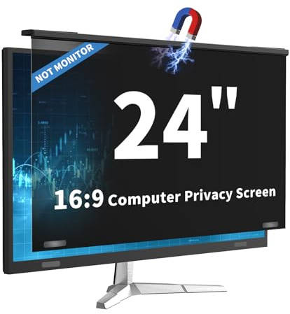 DEJIMAX Protecteur d'écran de confidentialité à suspendre pour écrans de 23 à 24, clip magnétique, vue 28°, anti-rayures, filtre de lumière bleue