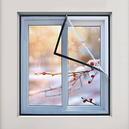 Rideau de fenêtre Transparent Isolant Thermique pour l'hiver, imperméable, Coupe-Vent, Protection Contre Le Froid, Film Isolant phonique pour fenêtres 200 x 220 cm
