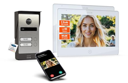 m-e ALLVISO Video Türsprechanlage, 2 Draht IP BUS, Aufputz Gegensprechanlage mit Kamera und Türöffner fürs, 10 Monitor, kostenlose Handy App, Türklingel mit Kamera und Türöffner fürs 2 Familienhaus