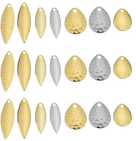 Briny River 50-teiliges Angelköder-Spinnerblatt-Set mit Und Ohne Muster Kupfer-Angelgerät-Spinnerblatt Zur Köderherstellung