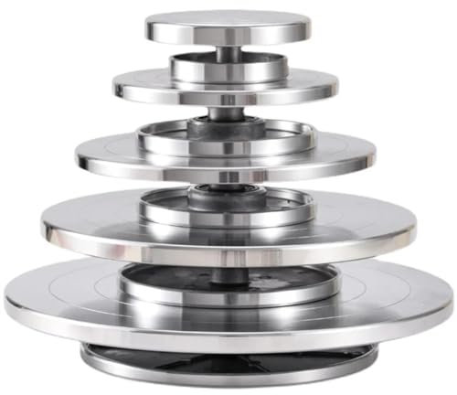 Tortenplatte Drehbar,Töpferscheibe Doppelseitige Töpferscheibe, Aluminium-Drehteller, 11/15/20/25/30 cm, Töpferscheiben, die Drehteller-Skulptur, Keramik, DIY-Tonwerkzeug bilden(25cm)