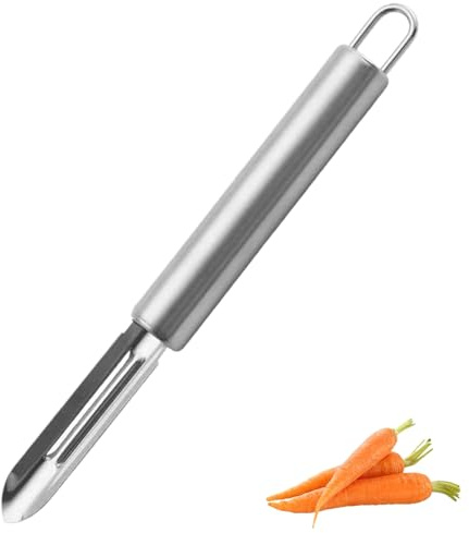 Potato Peeler Stainless Steel Vegetable Silver Julienne 19.3 CM Straight Peeler Slicer, Effortless Peeling & Shaving