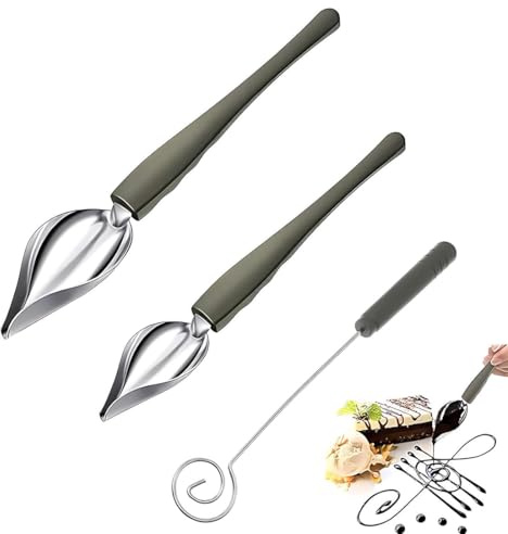 DWFEYOI 3 Pezzi Chef Art Pencil,Matita Chef in Acciaio Inox,Disegno Cucchiaio da Decorazione,Piatto Cucchiaio Penna di Precisione,Chef Decorazione Matita Cucchiaio per Torte,Dolci,Cioccolatini
