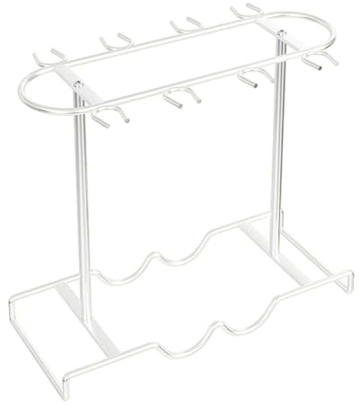 MagiDeal Portabicchieri Da Banco, Espositore in Vetro, Portabottiglie Indipendente, Portacalici Da Tavolo per Ristorante, Bar, Tavolo Da Pranzo, Bianco