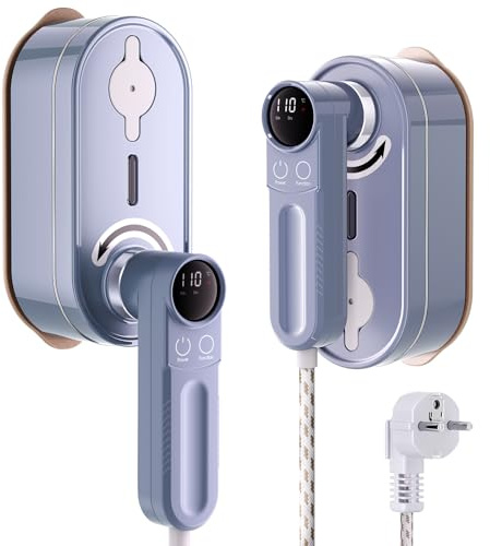 Stiratore Verticale, Potente Ferro da Stiro Verticale da 1200 W con 6 Temperature, Stiratura a Secco e a Vapore, Ddisplay LCD, Riscaldamento Rapido, Maniglia Girevole a 180°, per Ccasa e Viaggio