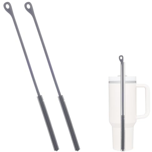 2pcs Silicone Straw Cleaner Brush, 9.45in Extra Long Straw Cleaning Brush for Metal Glass Straight Bent Pipe Long Mouthed Pots Kitchen Gadgets Essential Accessories