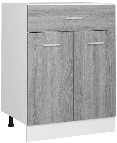 Elegans underskåp med låda Lyon grå Sonoma 60 x 46 x 81,5 cm – köksunderskåp av trämaterial, utrymmesbesparande och hållbart för moderna kök