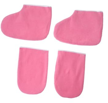 Guanti e Copriscarpe in Cotone per Paraffina, 2 Paia Rosa | Trattamento Mani e Piedi, Uso Cera Riscaldata e Manicure, Lavabili, Colore Rosa Tenue, Set Completo