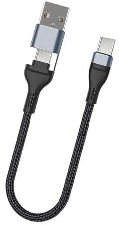 Illkjasfc Cavo Corto da USB + C A Tipo C 60 W Trasferimento Dati Ricarica Rapido 35 Cm per Custodia Alimentazione del Telefono Cellulare Ricarica Rapida