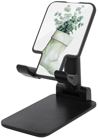 Jubonexis Calza di Natale verde acquerello con supporto per telefono cellulare in eucalipto supporto regolabile pieghevole per scrivania