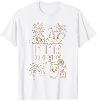 Piña Colada Art Minimaliste Mignon Ananas Mascotte T-Shirt