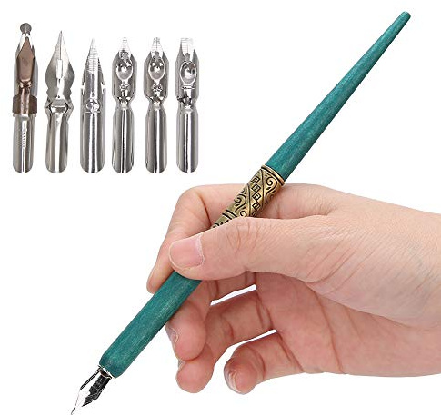 Haofy Vacker Brun Kalligrafipenna 6 St Spetsar Lätt Presentskrivverktyg Hartspenna för Engelska övningar 1,6 Oz (Blå)