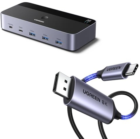 UGREEN Câble USB C vers DisplayPort 1.4 8K Switch KVM DisplayPort 8K